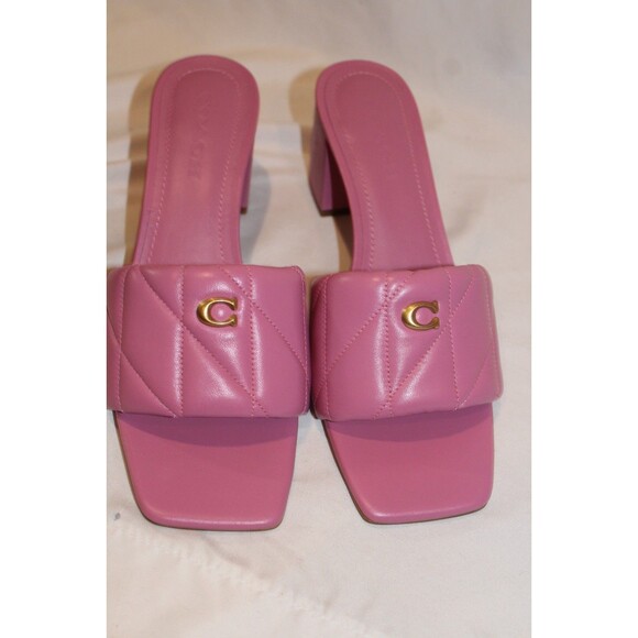 Coach Women's Holly Leather Block Heel Platform Sandals Pink NIB SZ 9.5 - Picture 4 of 6